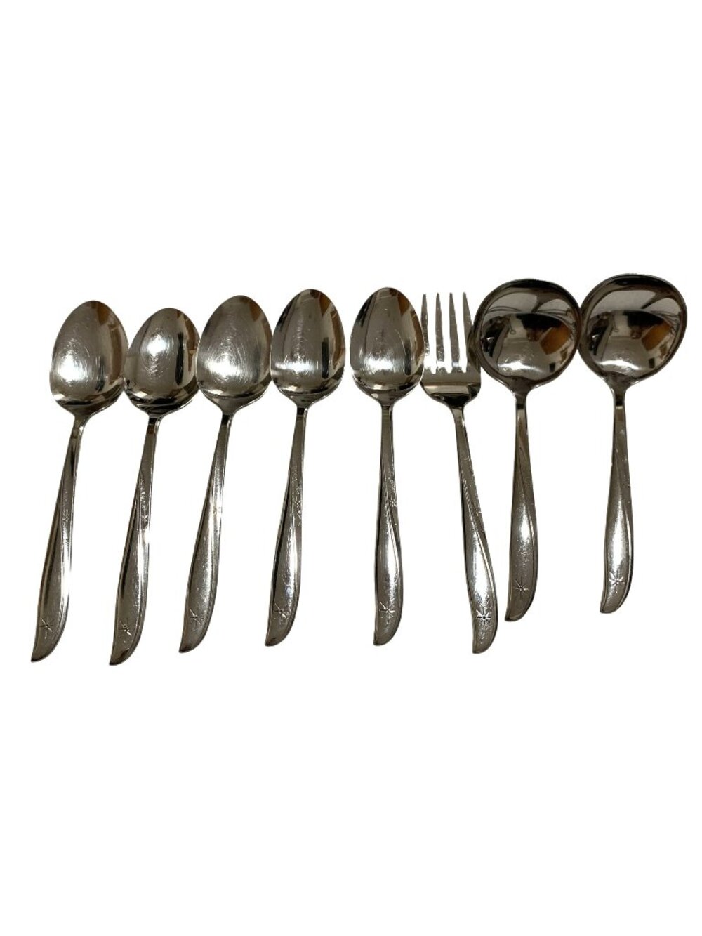 Oneida Community Stainless Serving Set Twin Star Atomic Starburst Pattern
